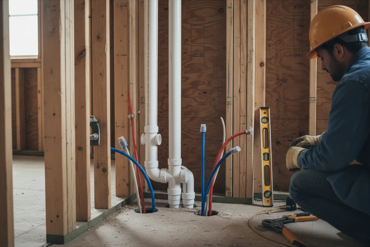 Drain and supply rough-in during Sump Pump Repair in Havre