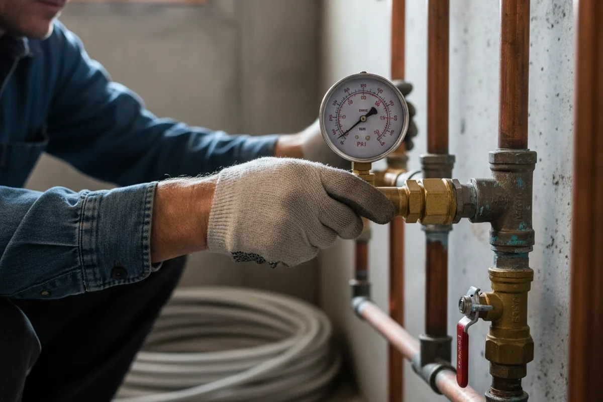 Pressure testing a repaired line during Water Line Repair in Havre